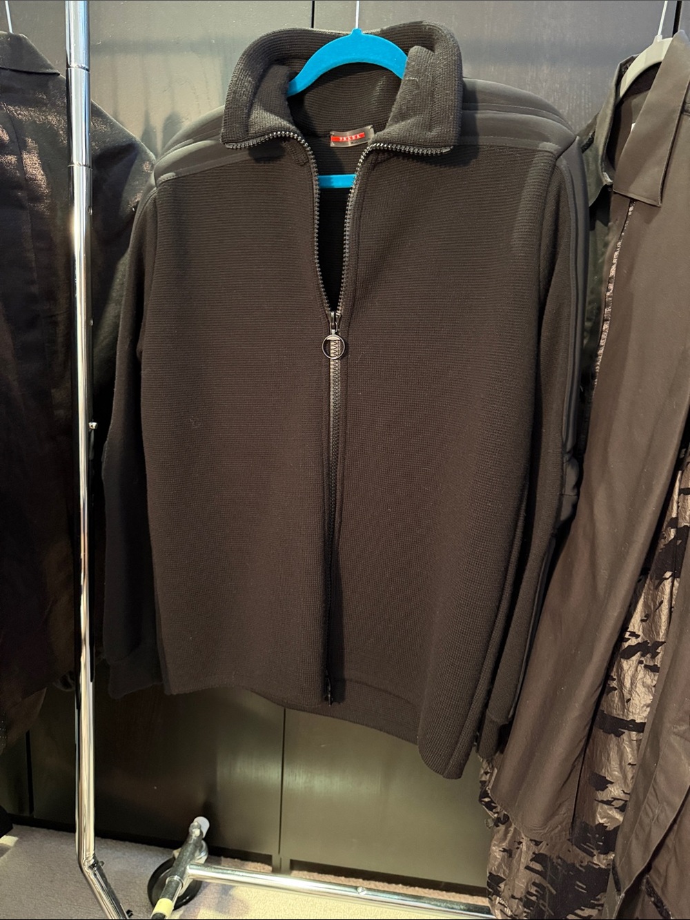 Prada Men's Black Full-Zip Knit Jacket